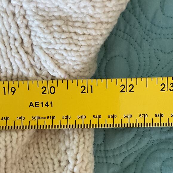 Vintage Amano Beige Wool Cable Knit Womens Size Large Zipped Cardigan Sweater - Picture 9 of 11